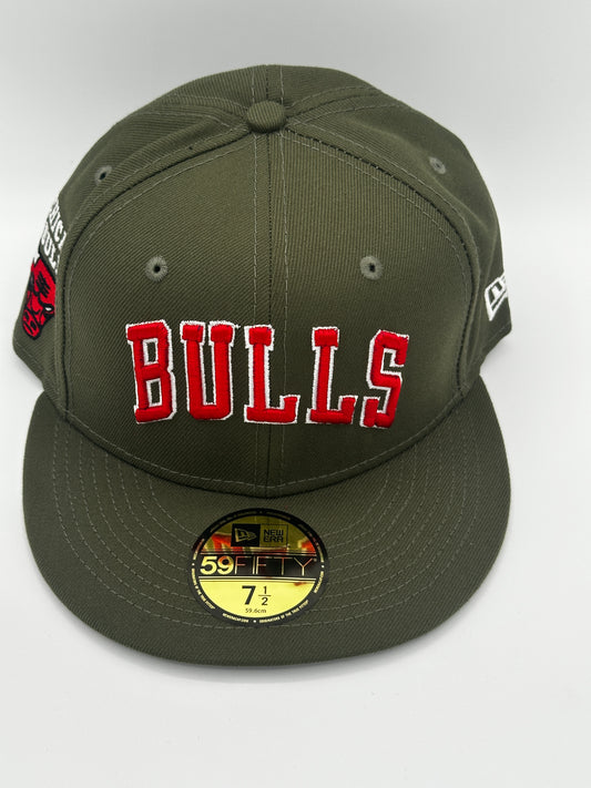 Chicago Bulls Fitted Hat Hunter Green 7-1/2